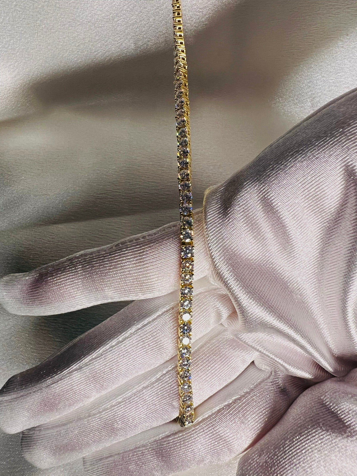 4.97 CTTW Moissanite Tennis Bracelet - 7” - Yellow Gold Plating over 925 SS 4.97 CTTW Moissanite Tennis Bracelet - 7” - Yellow Gold Plating over 925 SS