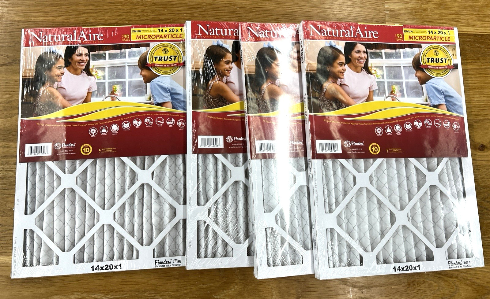 4 Pack AAF Flanders NaturalAire 14x20x1\