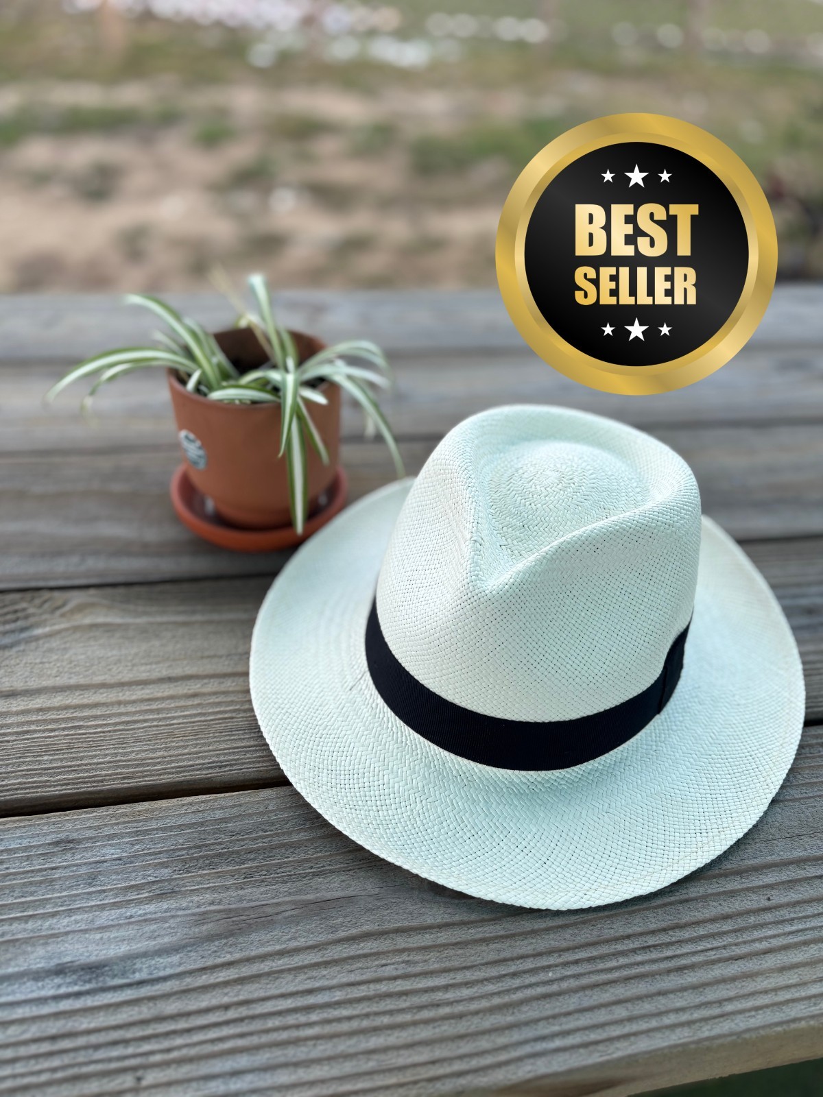 Genuine Panama Hat, 100%  Toquilla Straw, Handwovwn in Ecuador, C-Crown/Teardrop