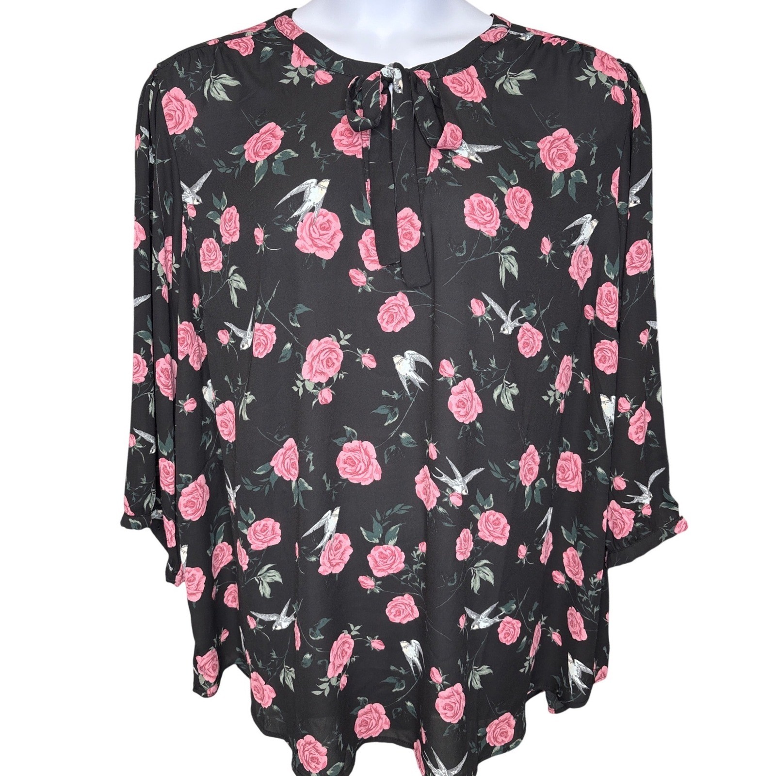 Torrid Womens Black Floral Georgette Top Size 5X Excellent Romantic Professional