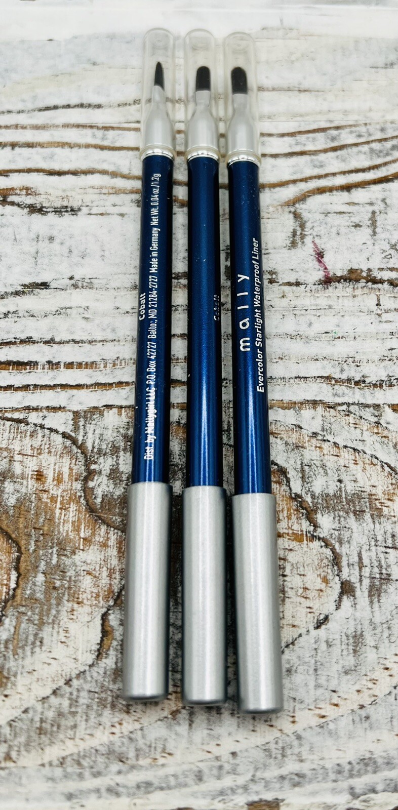 3x MALLY~Evercolor Starlight Waterproof Liner w/Built In Brush~COBALT~blue NWOB