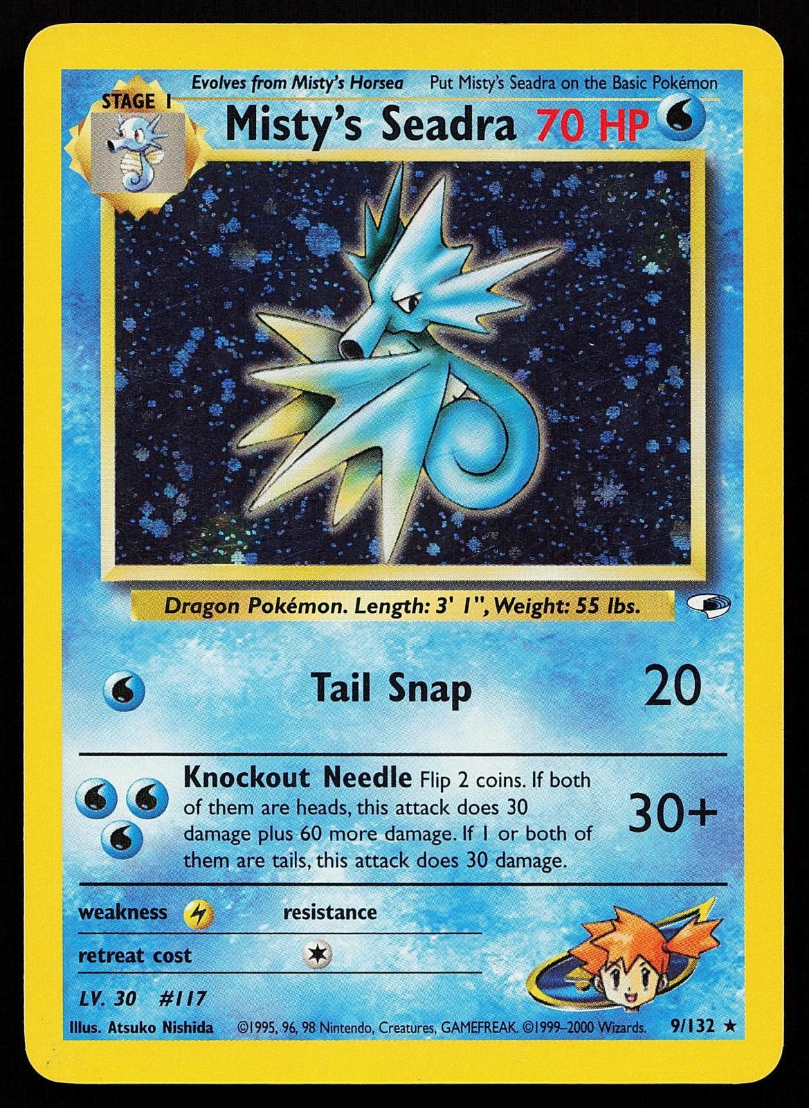 Misty\'s Seadra 9/132 Unlimited Holo Rare Gym Heroes Pokemon Card