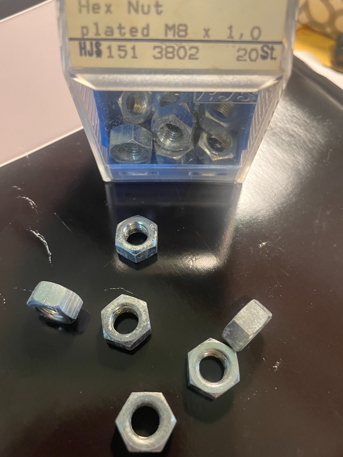 M8-1.0 Metric FINE Thread Hex Nut 20 PACK  Steel  8mm x 1.0 M8x1.0