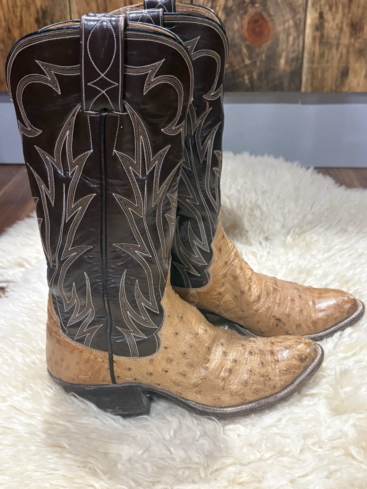VINTAGE TEX ROBIN Custom Cowboy Boots Full Quill Ostrich Coleman Texas 6.5.
