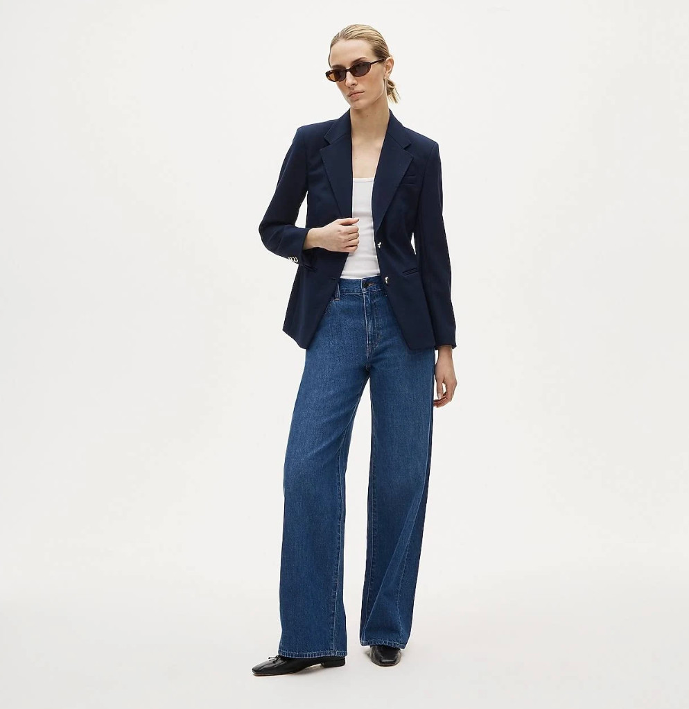 J.Crew Margeaux Blazer Navy Gold Buttons Size 8 NWT Four Season Stretch CS653