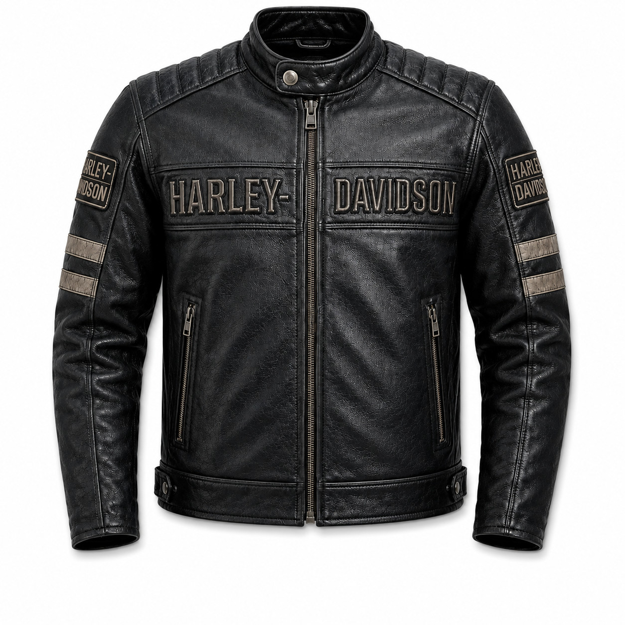  Harley-Davidson Genuine Cowhide Leather Motorcycle Biker Jacket Black