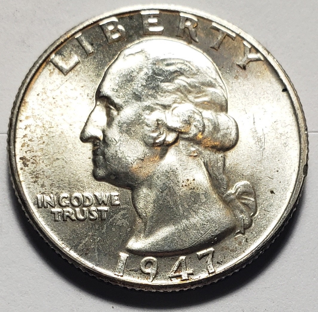 1947-D Washington Quarter Uncirculated Original Light Toning