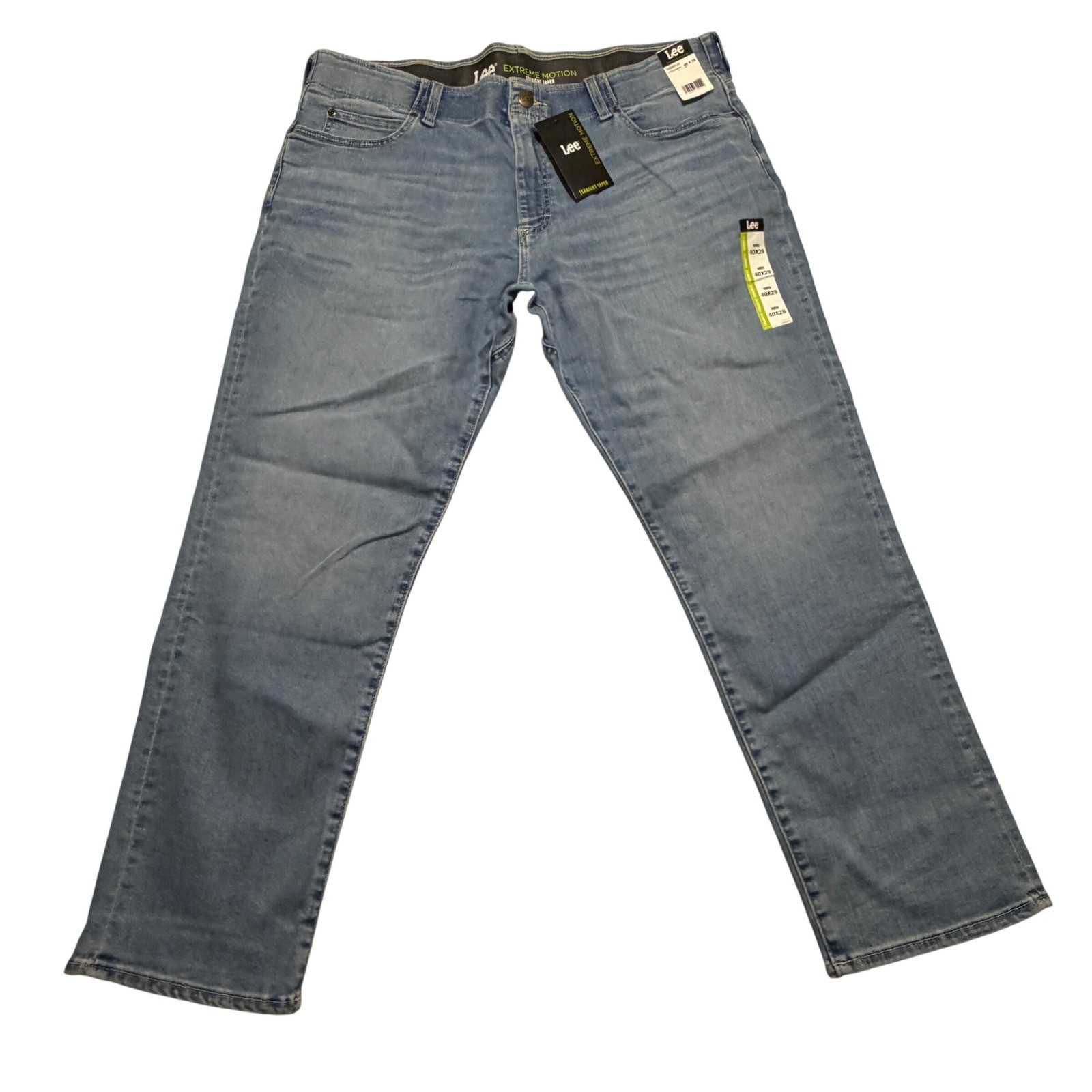 Lee Extreme Motion Straight Taper Jeans Mens 40x29 Nimbus Light Wash NWT