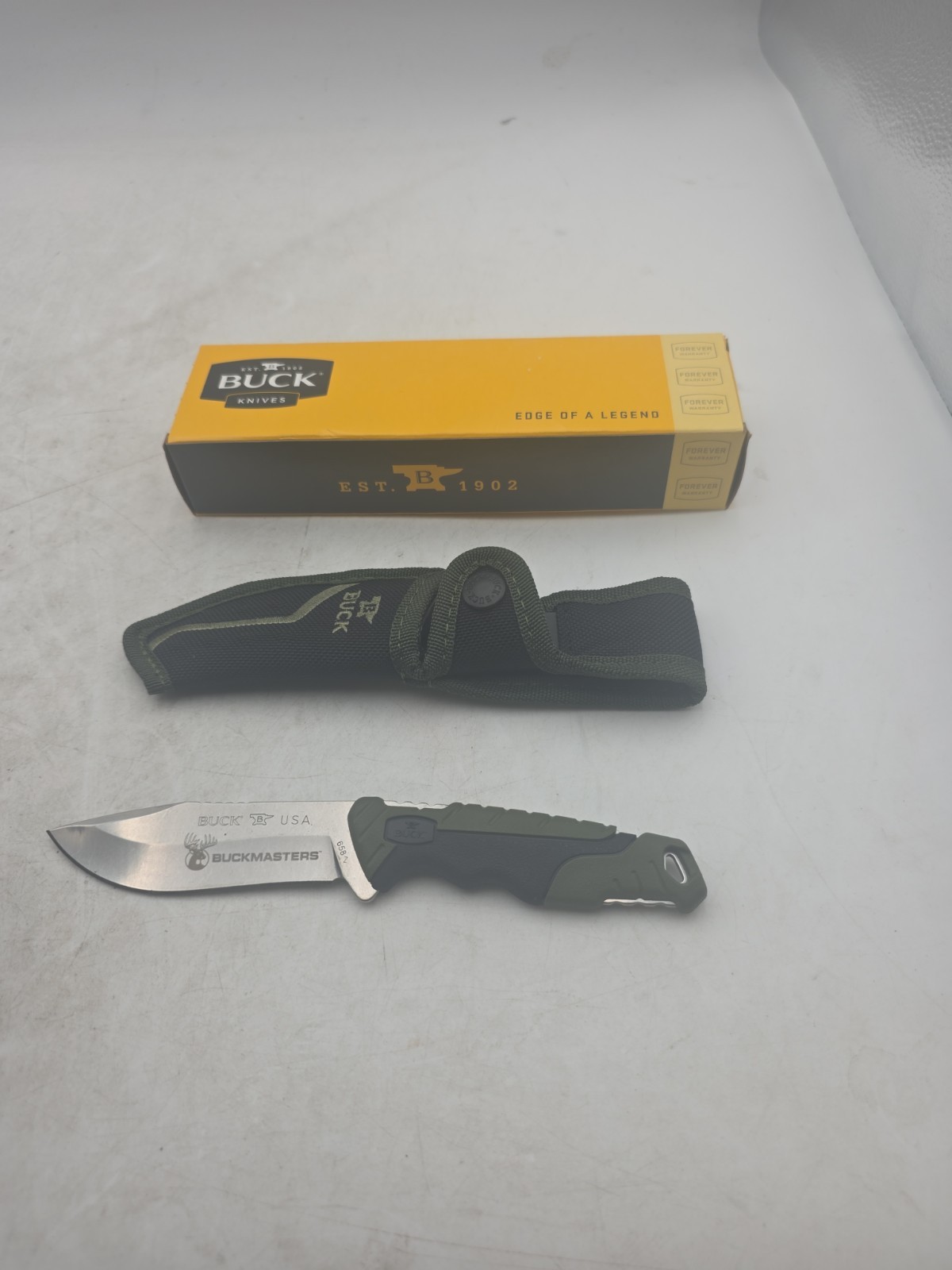 Buck (11891) Knives Pursuit Black/Green 420 HC Steel 8 in. Fixed Hunting Knife