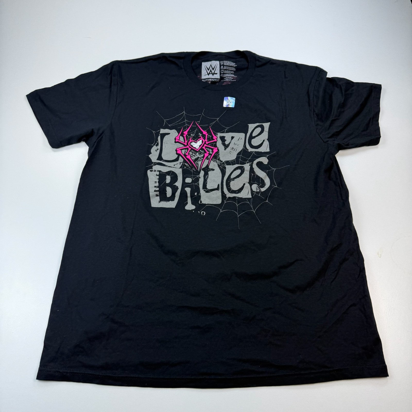 NEW WWE AJ Lee Love Bites Shirt Mens Large Black Graphic Crew Neck Cotton WWE