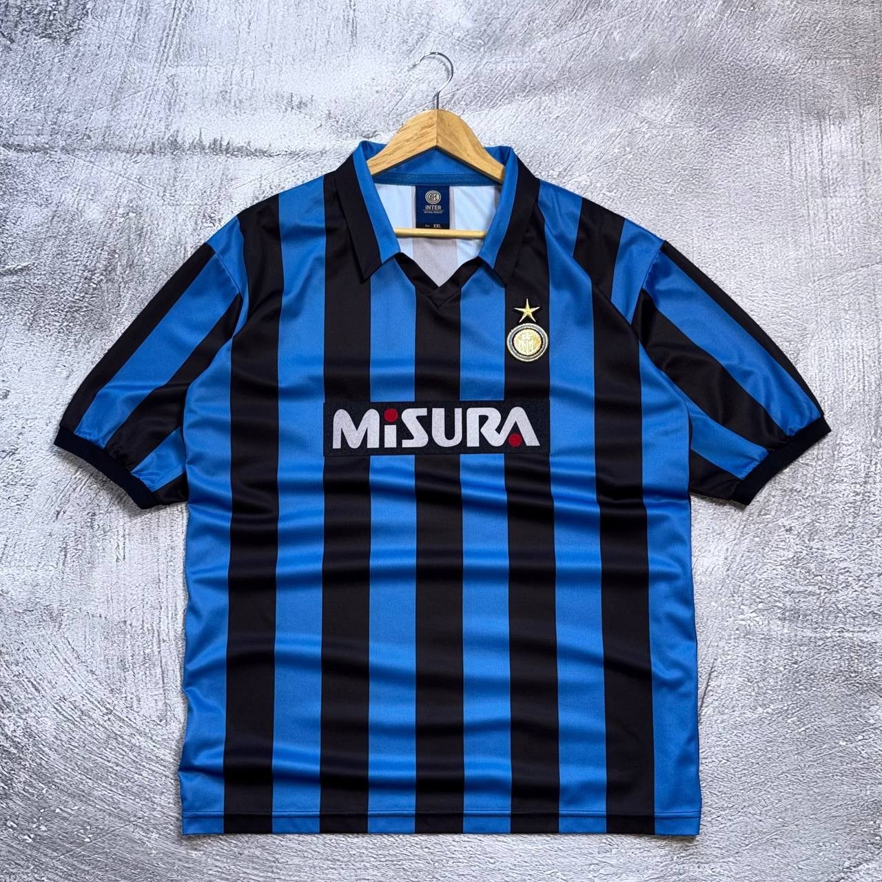 Retro Inter Milan 1990 1991 Home Jersey Blue Black Size 2XL Misura