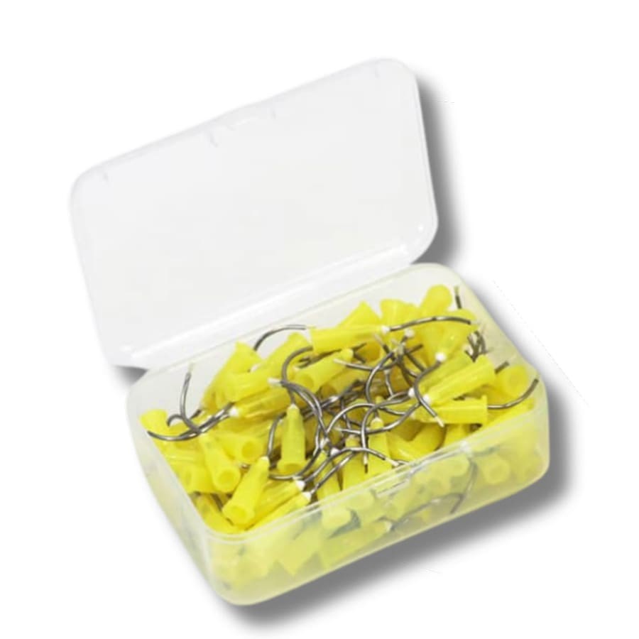 Pre-bent Needle Delivery Tips 19G w/ Brush Padded-End 100 pcs Luer-Lock
