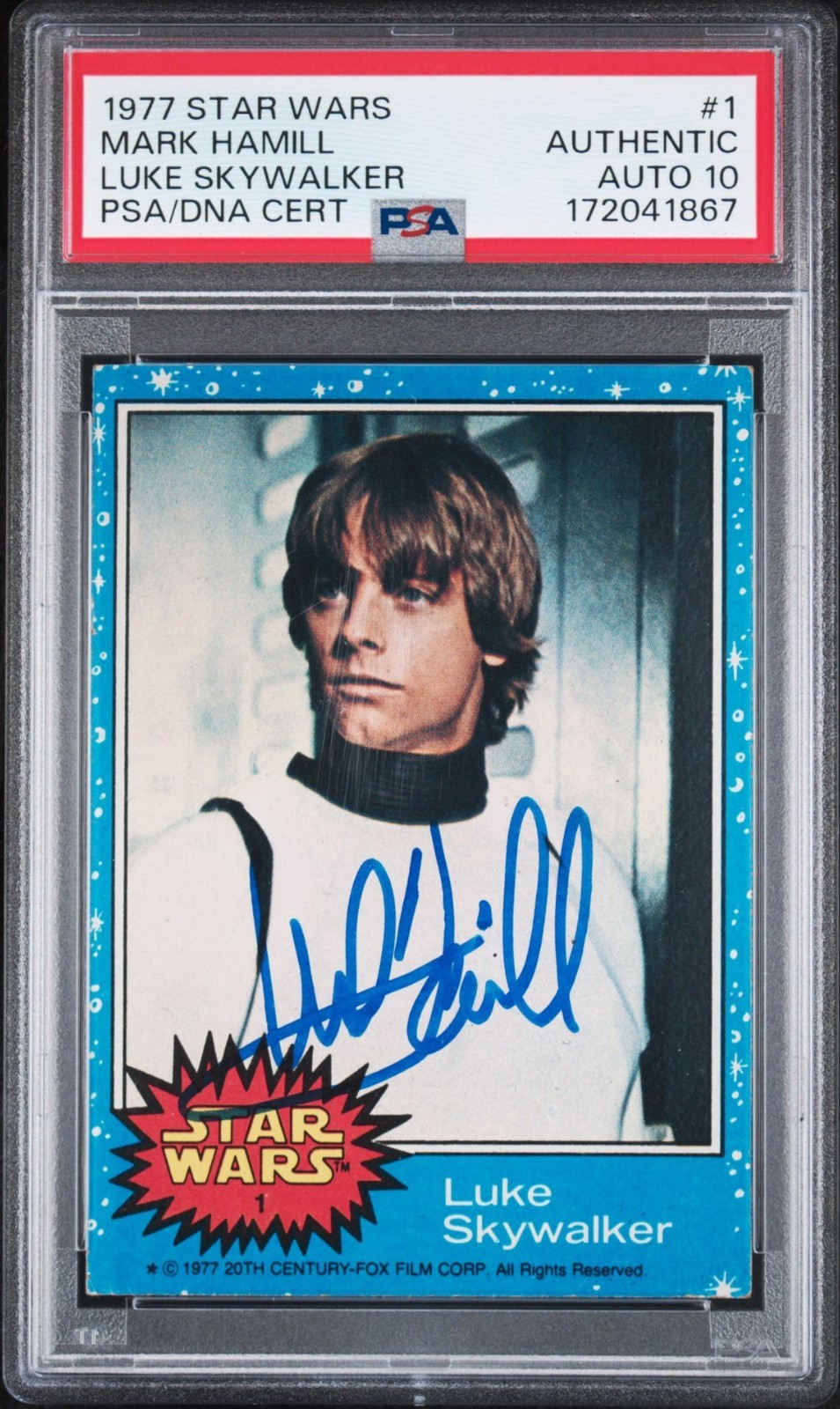 1977 Topps Star Wars .. LUKE SKYWALKER #1 .. Mark Hamill Signed PSA/DNA Auto 10 1977 Topps Star Wars .. LUKE SKYWALKER #1 .. Mark Hamill Signed PSA/DNA Auto 10
