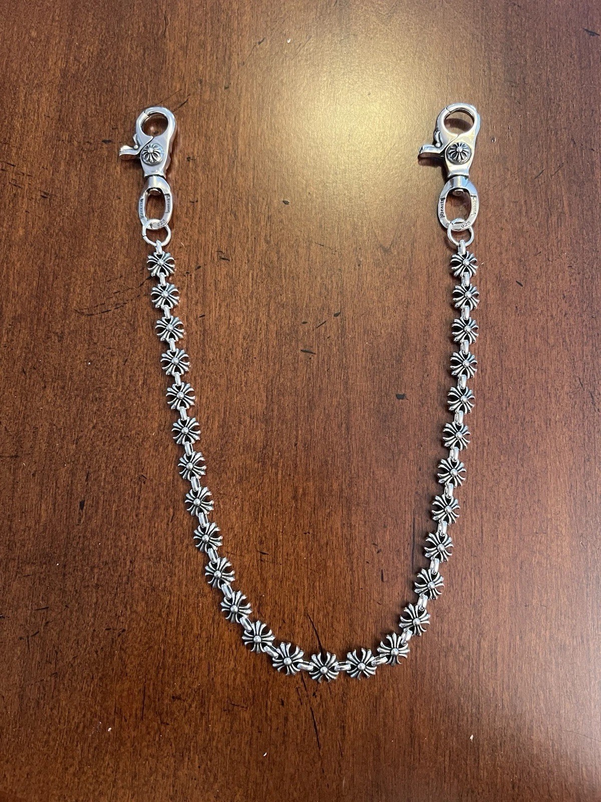 Chrome Hearts Wallet Chain 2001 Floral Link 925 Silver Double Clasp 20 Inch