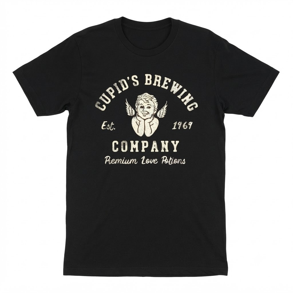 Cupids Brewing Company Funny Valentines Day Love Potion Black T-shirt, Idea Gift