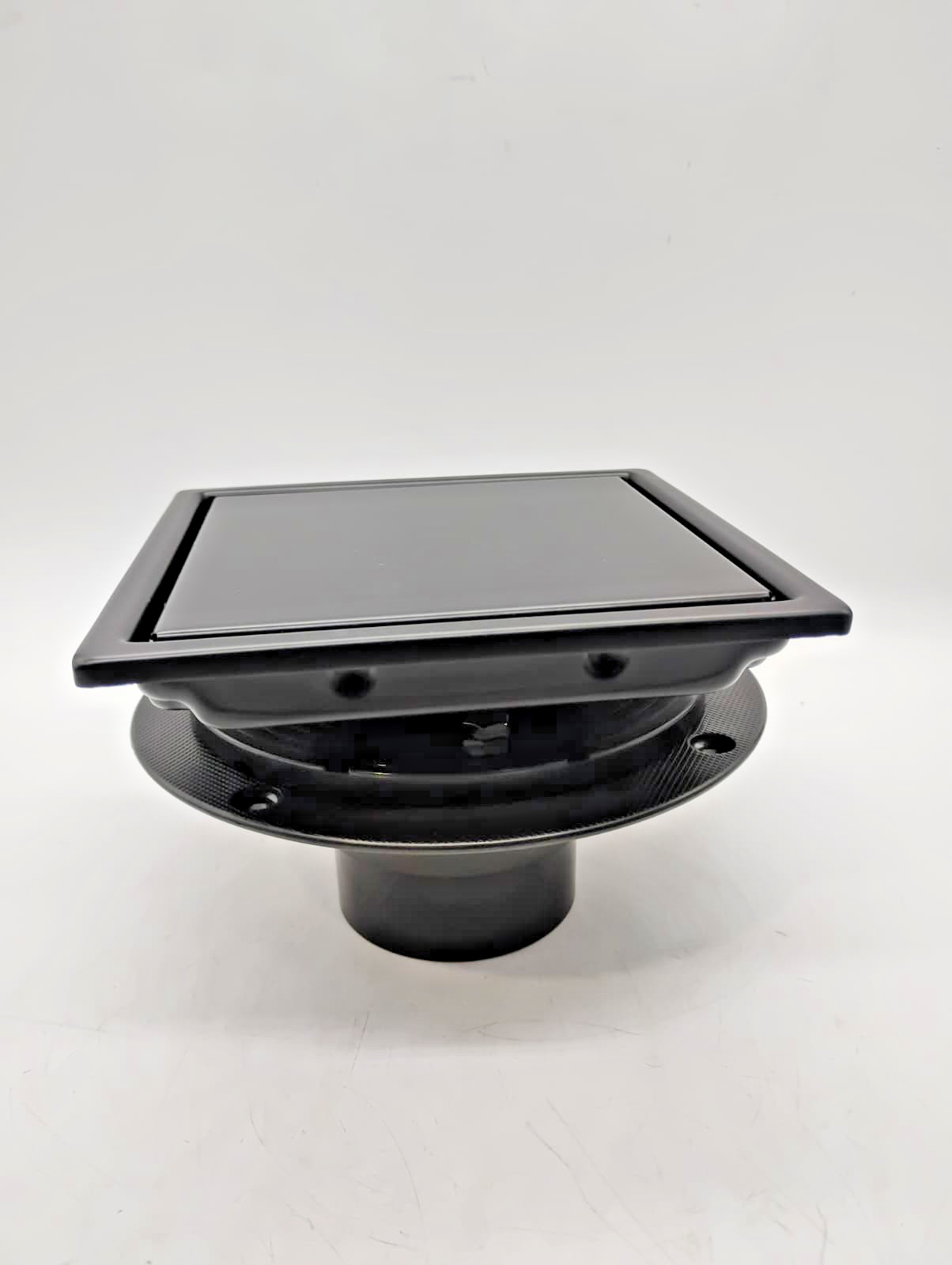 ELLO&ALLO 6 Inch Square Shower Drain Matte Black SUS304 Stainless Steel Flange