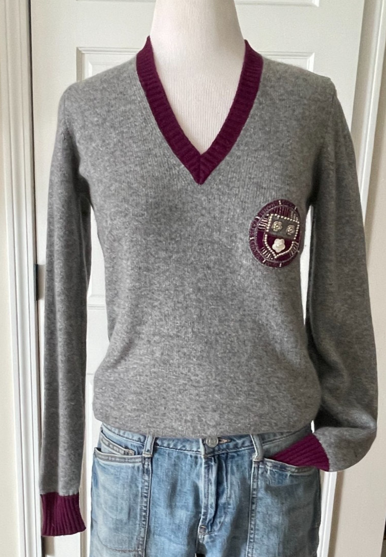 Chanel 100% Cashmere Collegiate Sweater Size 40