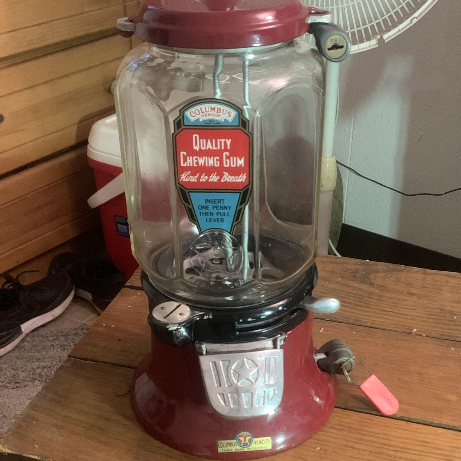 Vintage Columbus Model M Gumball Machine 1¢ Penny Chewing Gum 1930s Antique Vintage Columbus Model M Gumball Machine 1¢ Penny Chewing Gum 1930s Antique