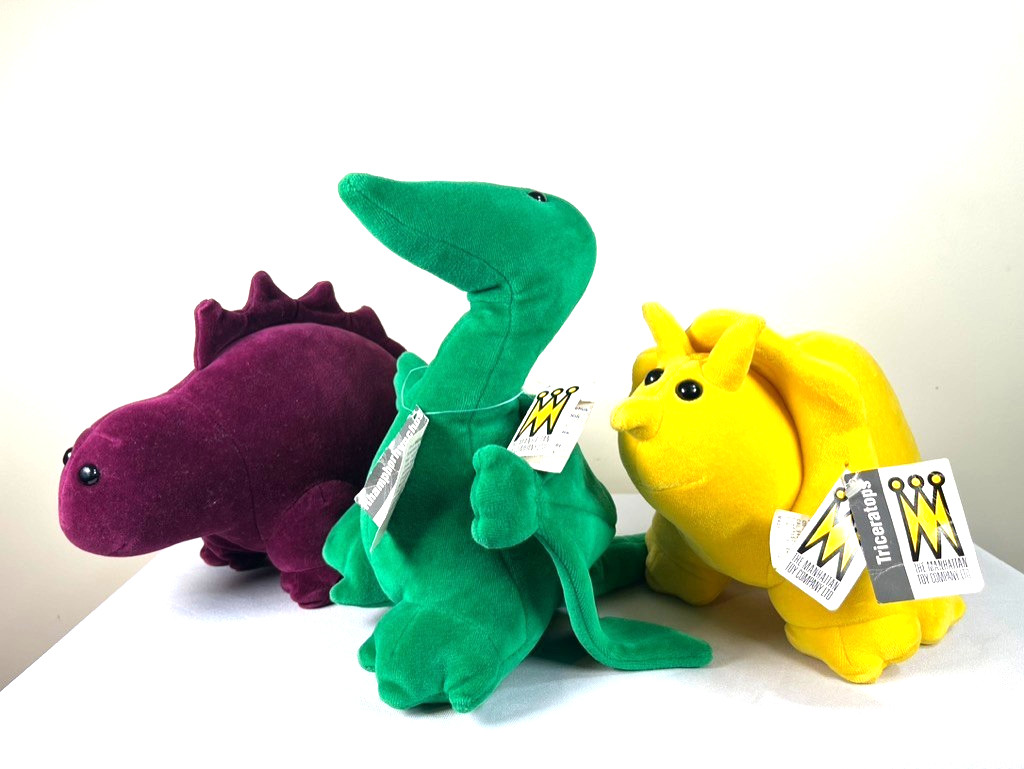 VTG - 1984 Set of 3 MANHATTAN TOY COMPANY Dinosaurs Plush 14