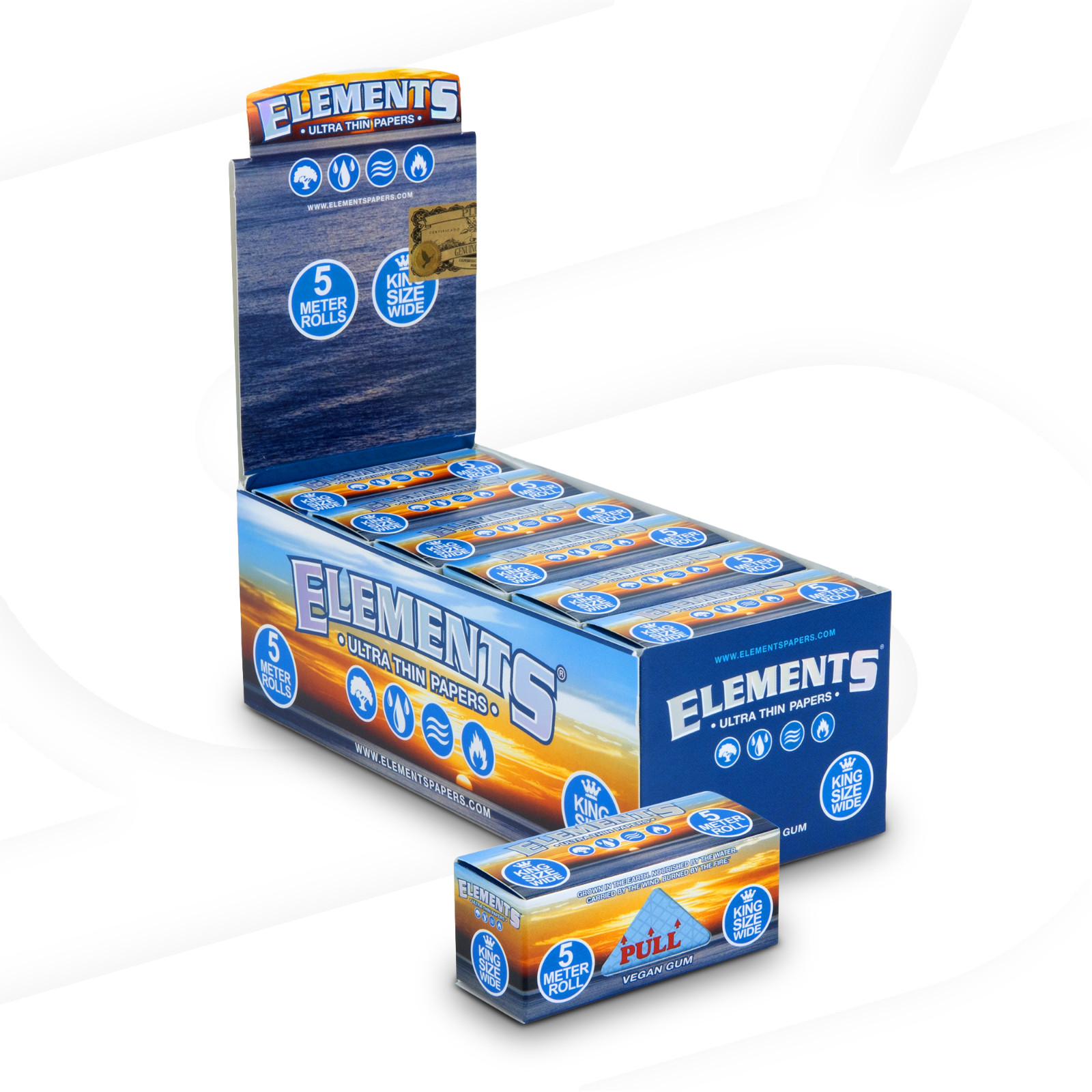 Elements King Size Wide Rolls - 5 Meters | Full Box 12 Ct