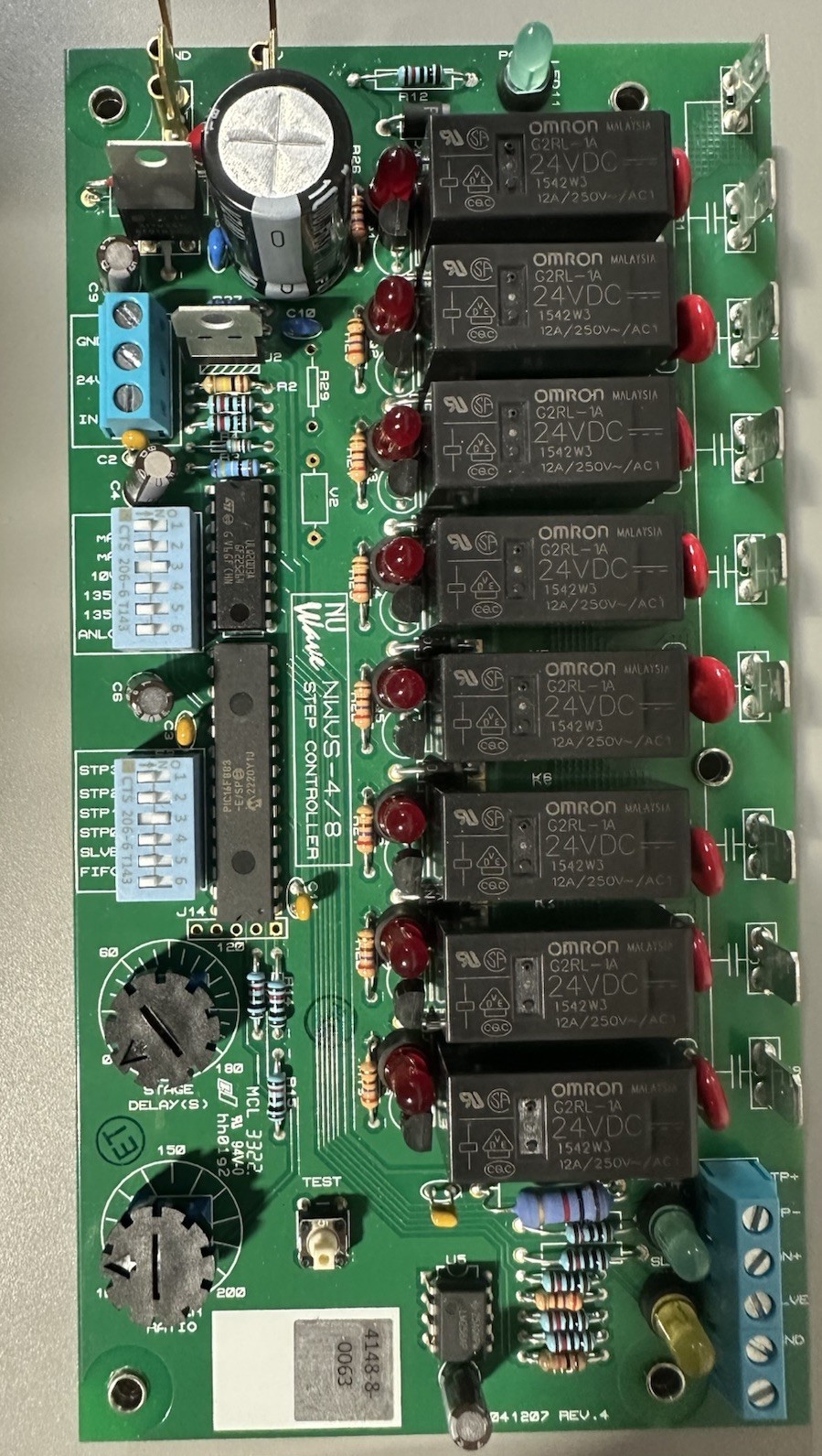 Nu-Way MILLS-4/8 Step Controller Board 041207 Rev 4 24VDC 8 Relay Nu-Way MILLS-4/8 Step Controller Board 041207 Rev 4 24VDC 8 Relay