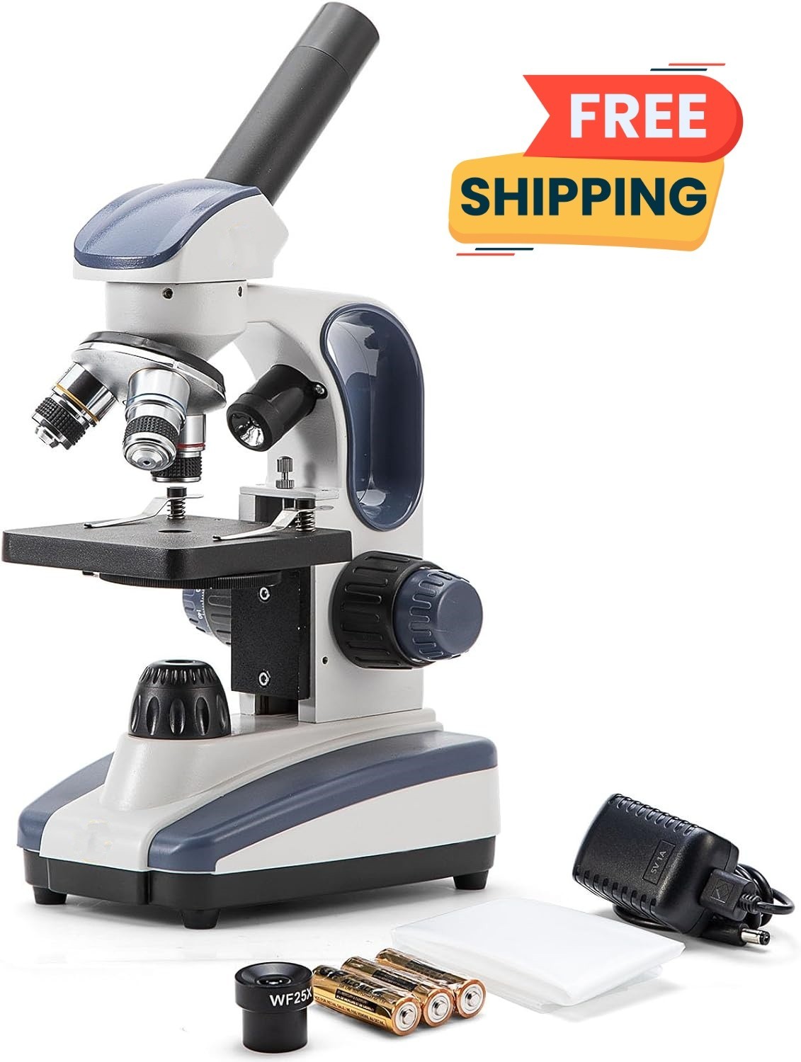 Microscopio monocular compuesto con aumento de 40X a 1000X, 45 grados, NUEVO US