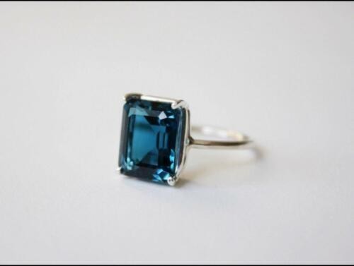 London Blue Topaz Gemstone 925 Sterling Silver Handmade Jewelry Ring For Gift