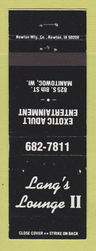 Matchbook Cover - Lang\'s Lounge II Strip Club Manitowoc WI