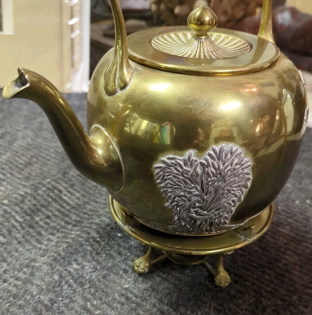 Rare Gorham Mixed Metals teapot Burner Rare Gorham Mixed Metals teapot Burner
