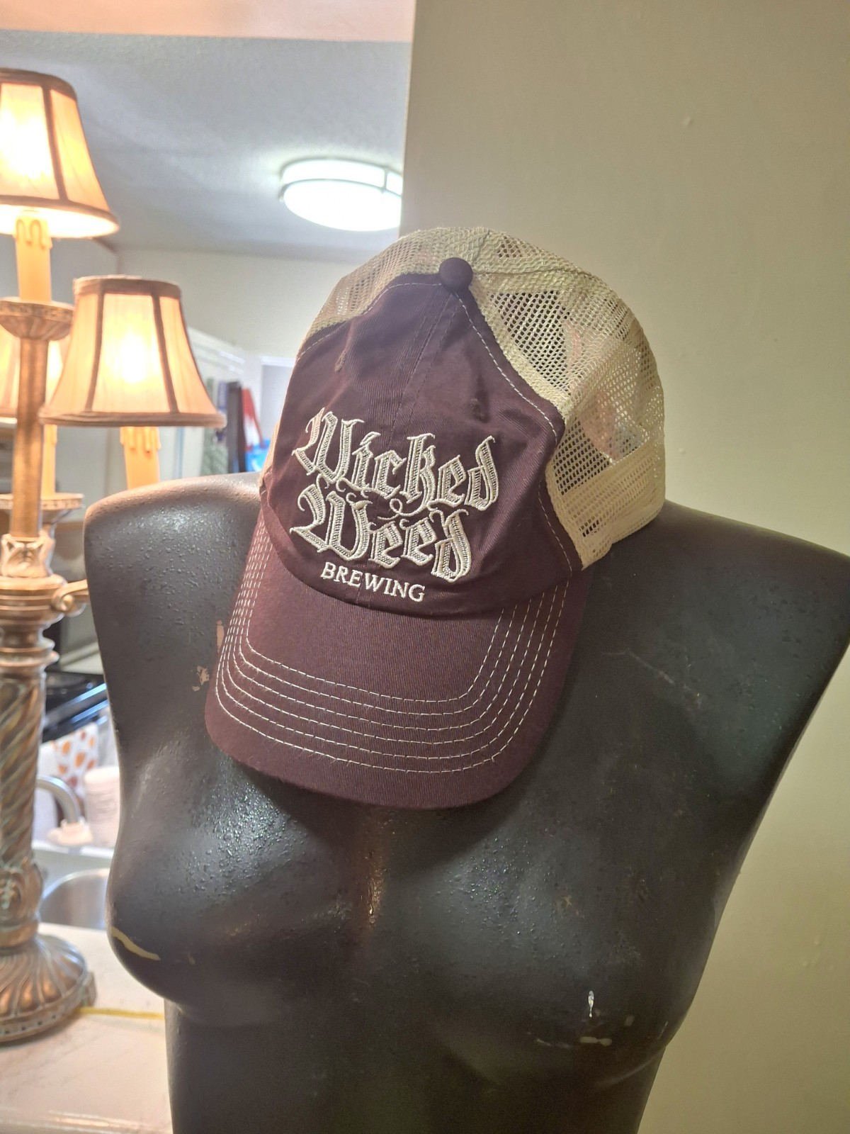 Wicked Weed Brewing Hat Mesh Trucker Cap Brown OS