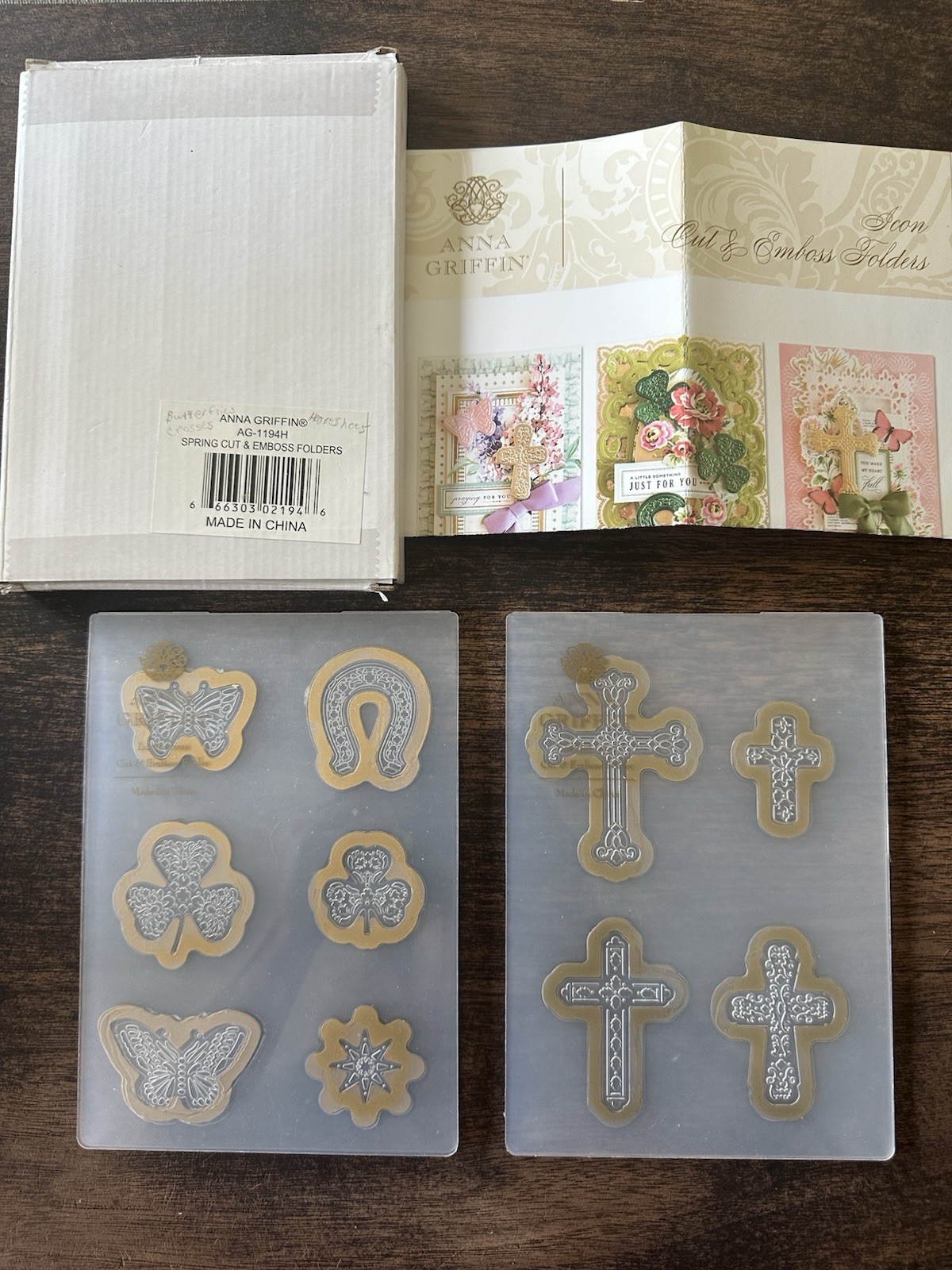 Anna Griffin Spring Cut Emboss Folders AG1194 Butterfly Crosses Horseshoe Clover