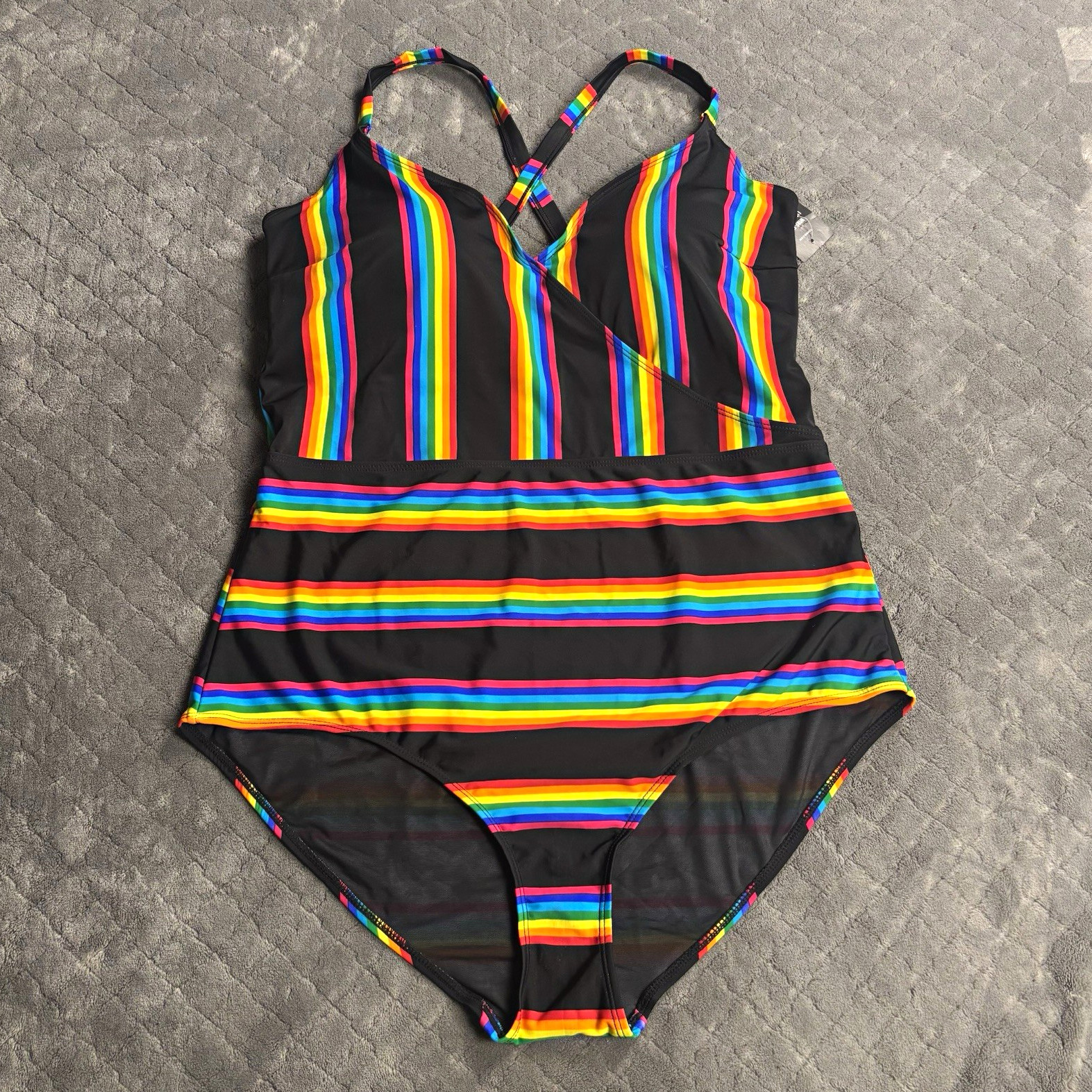 Torrid 2X Rainbow Stripe Surplice One Piece Swimsuit NWT Torrid 2X Rainbow Stripe Surplice One Piece Swimsuit NWT