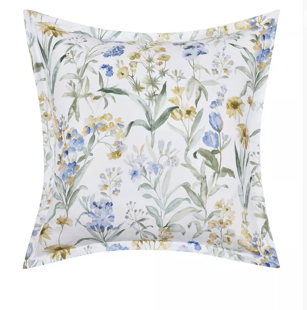 J by J Queen Tallulah Blue European Sham 26x26 Floral Pillow Cover Microfiber