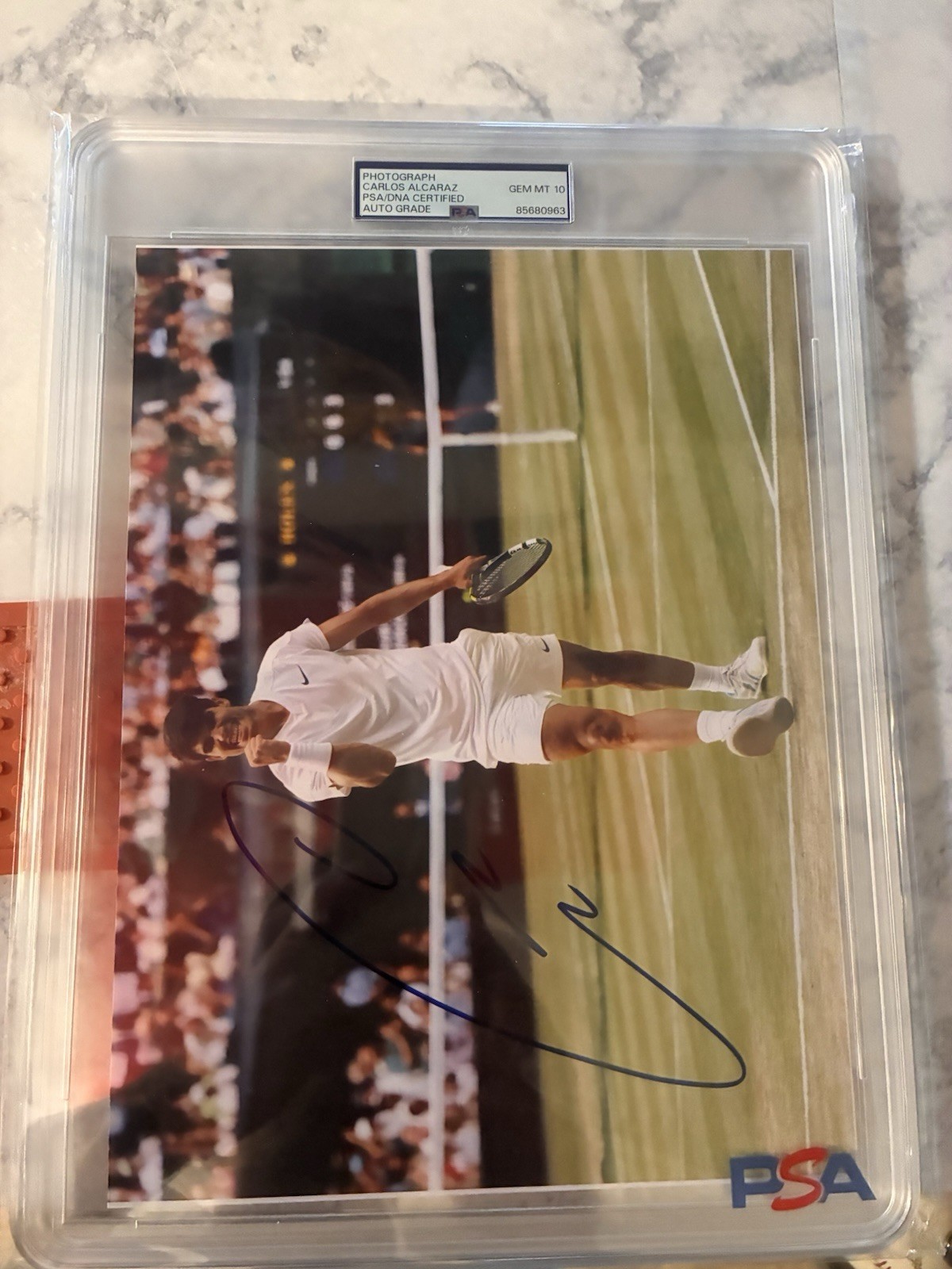 Carlos Alcaraz Autographed Tennis Photo Graded GEM MINT 10 PSA