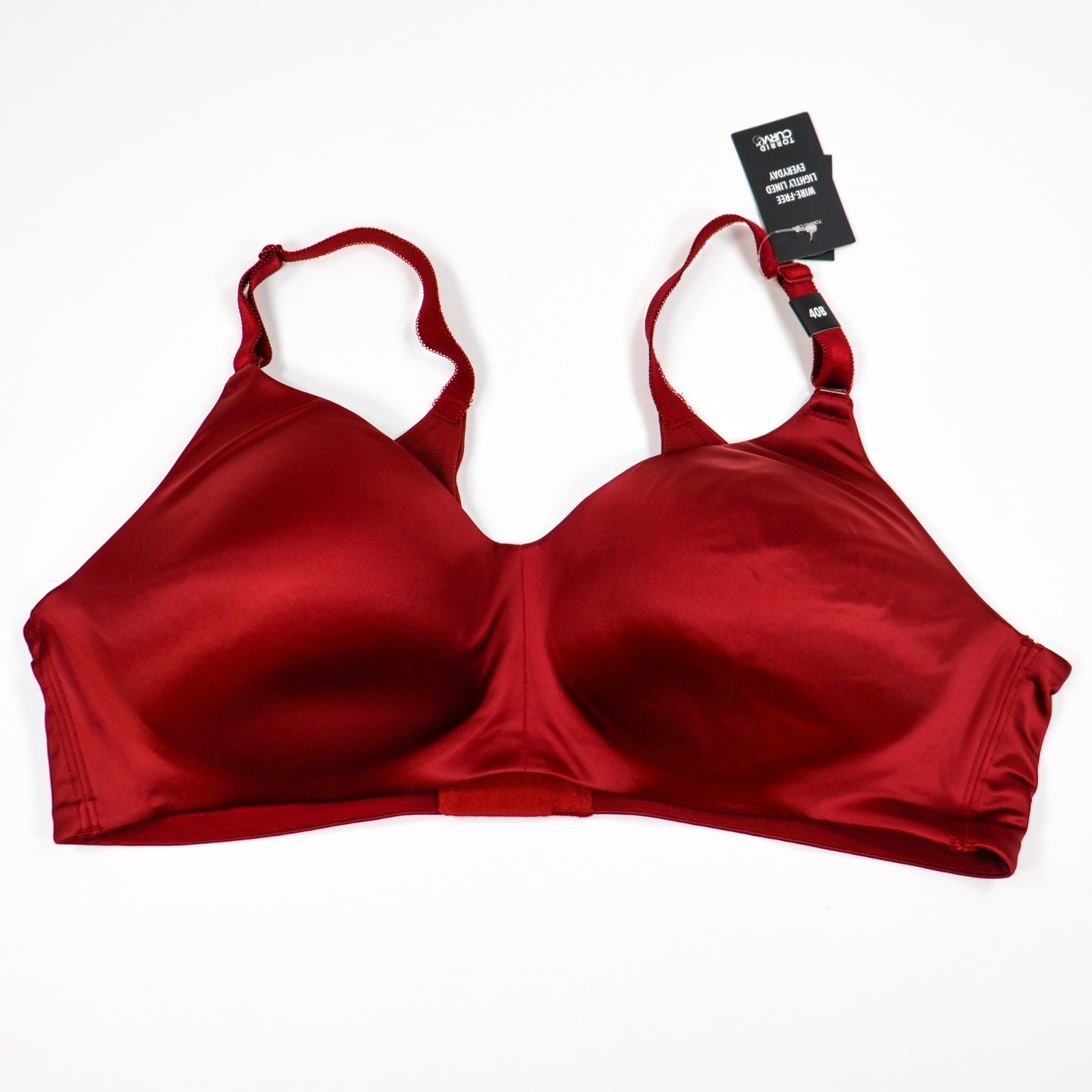 New Torrid Bra Size 40B Lightly Lined Everyday Wire Free Wireless Red Satin NWT New Torrid Bra Size 40B Lightly Lined Everyday Wire Free Wireless Red Satin NWT