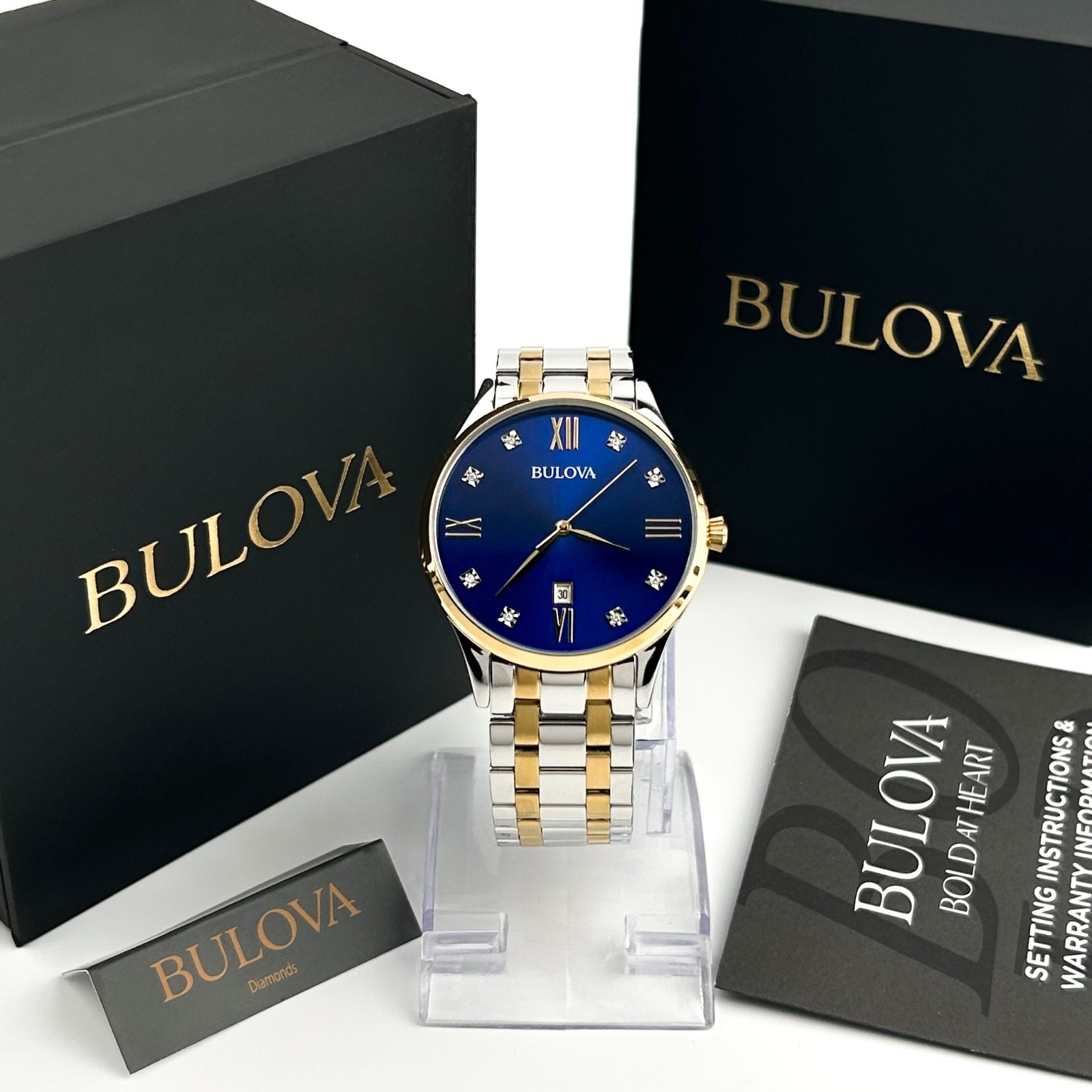 BULOVA 98D130 Classic Quartz Calendar Slim Movement Silver Men's Stainless Steel