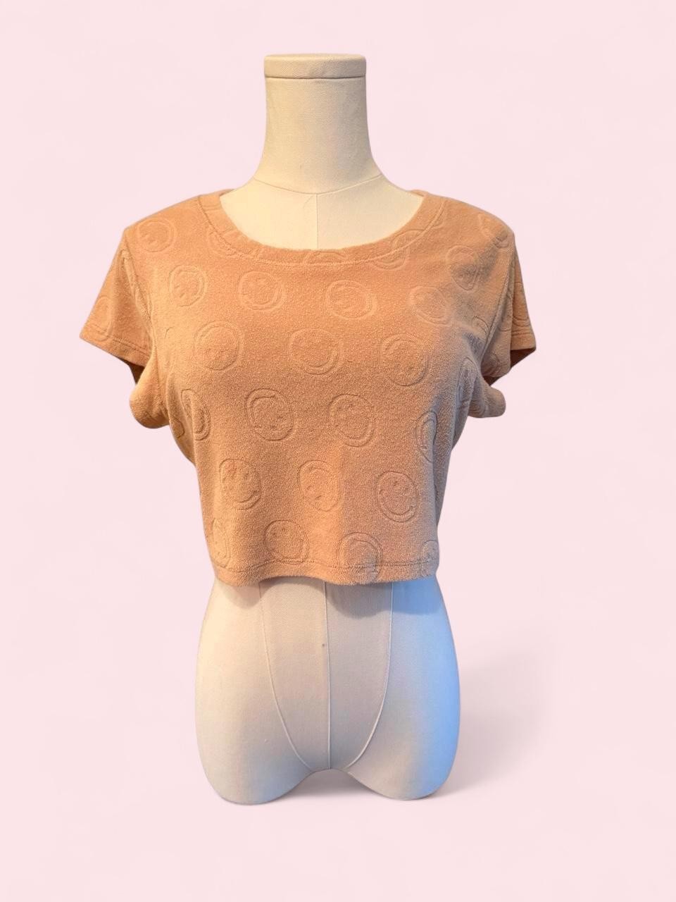 Offline by Aerie Peach Smiley Terry Cloth Crop Top Size S