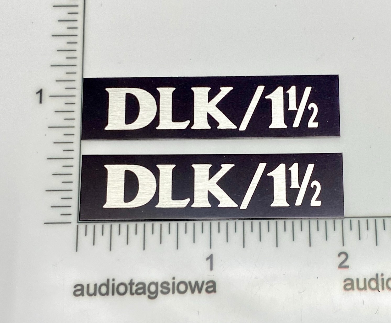DLK /1 1/2  Speaker Grill Badges Metal PAIR Custom Made Aluminum Self Stick 1.5