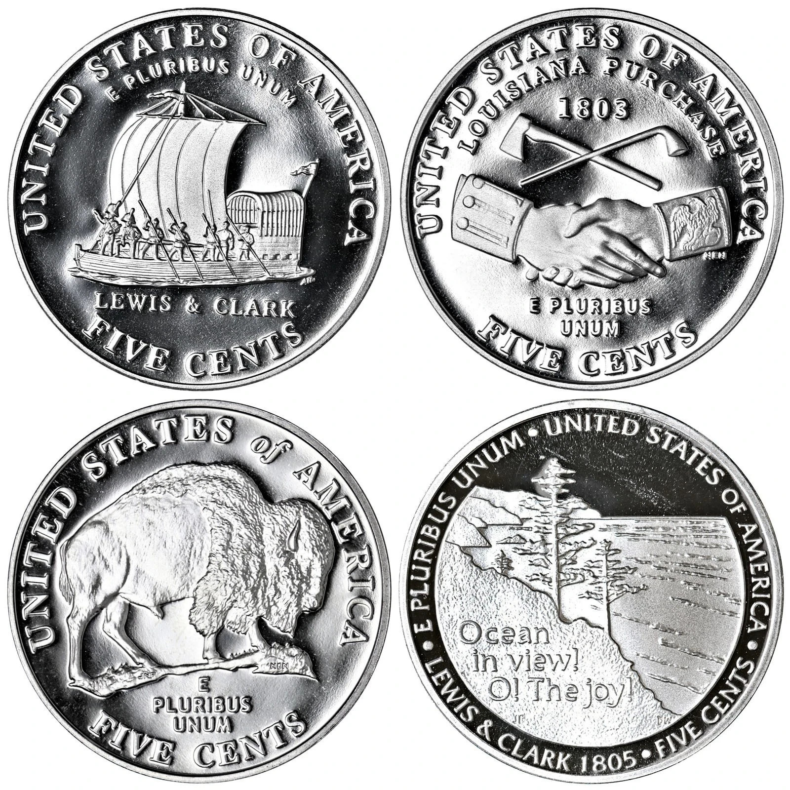 2004, 2005 S Proof JEFFERSON NICKEL GEM 4 COIN SET