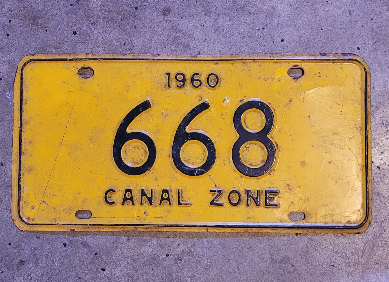 Vintage Canal Zone 1960 Panama License Plate # 668 Vintage Canal Zone 1960 Panama License Plate # 668