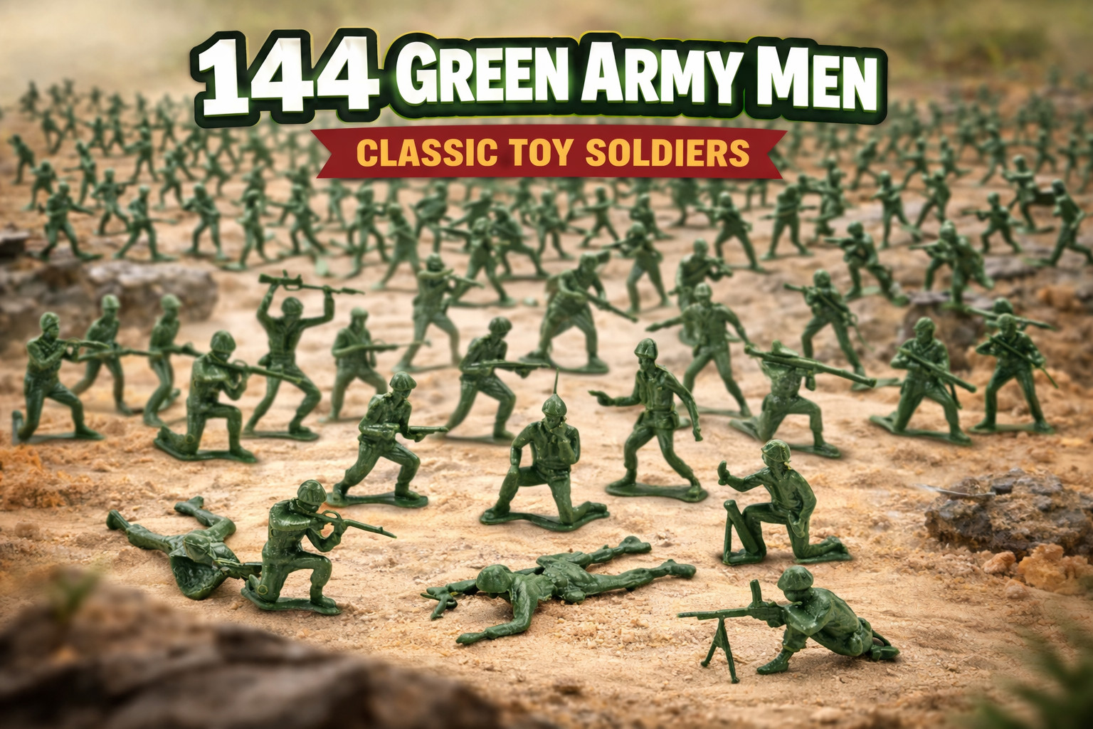 144 Mini Plastic Army Men Green Toy Soldiers Bulk Military Party Favors