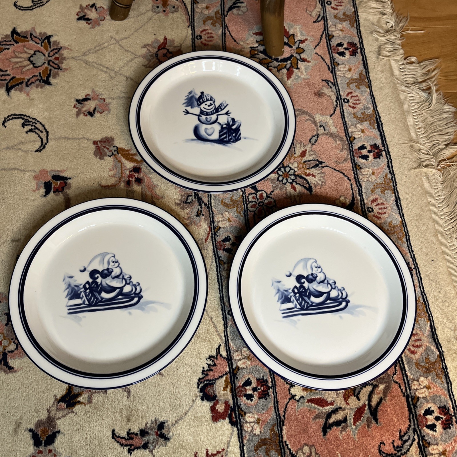 Dansk Bistro Christmas Plates Santa Snowman Tree, Set of 3Retired Dansk Bistro Christmas Plates Santa Snowman Tree, Set of 3Retired
