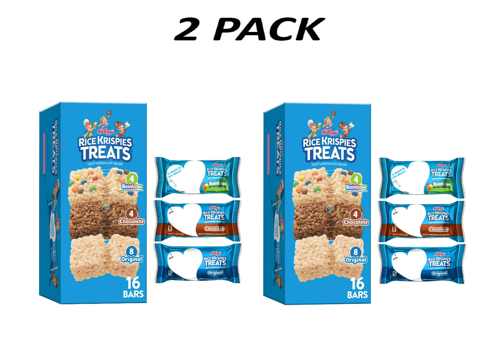 (2 Pack) Rice Krispies Treats Variety Pack Marshmallow Squares 16 Count.