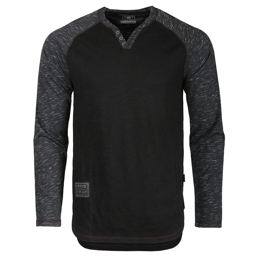ZIMEGO Mens Long Sleeve T-Shirts - Modern Fit V-Neck Casual Henley