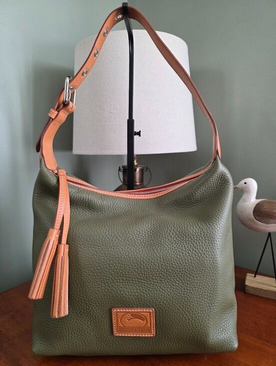 Dooney & Bourke Patterson Paige Sac Olive Pebbled Leather Hobo Shoulder Bag NWOT