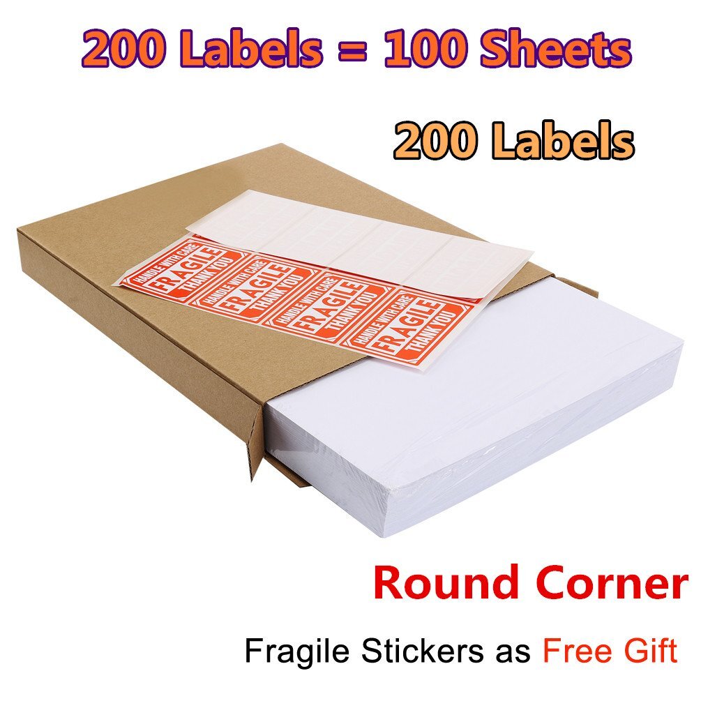 200-20000 Premium 8.5x5.5 Round Corner Shipping Labels Half Sheet Self Adhesive 200-20000 Premium 8.5x5.5 Round Corner Shipping Labels Half Sheet Self Adhesive