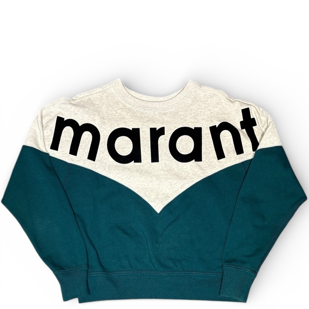 Isabel Marant houston two-tone logo sweatshirt TEAL AND HEATHER GRAY Isabel Marant houston two-tone logo sweatshirt TEAL AND HEATHER GRAY