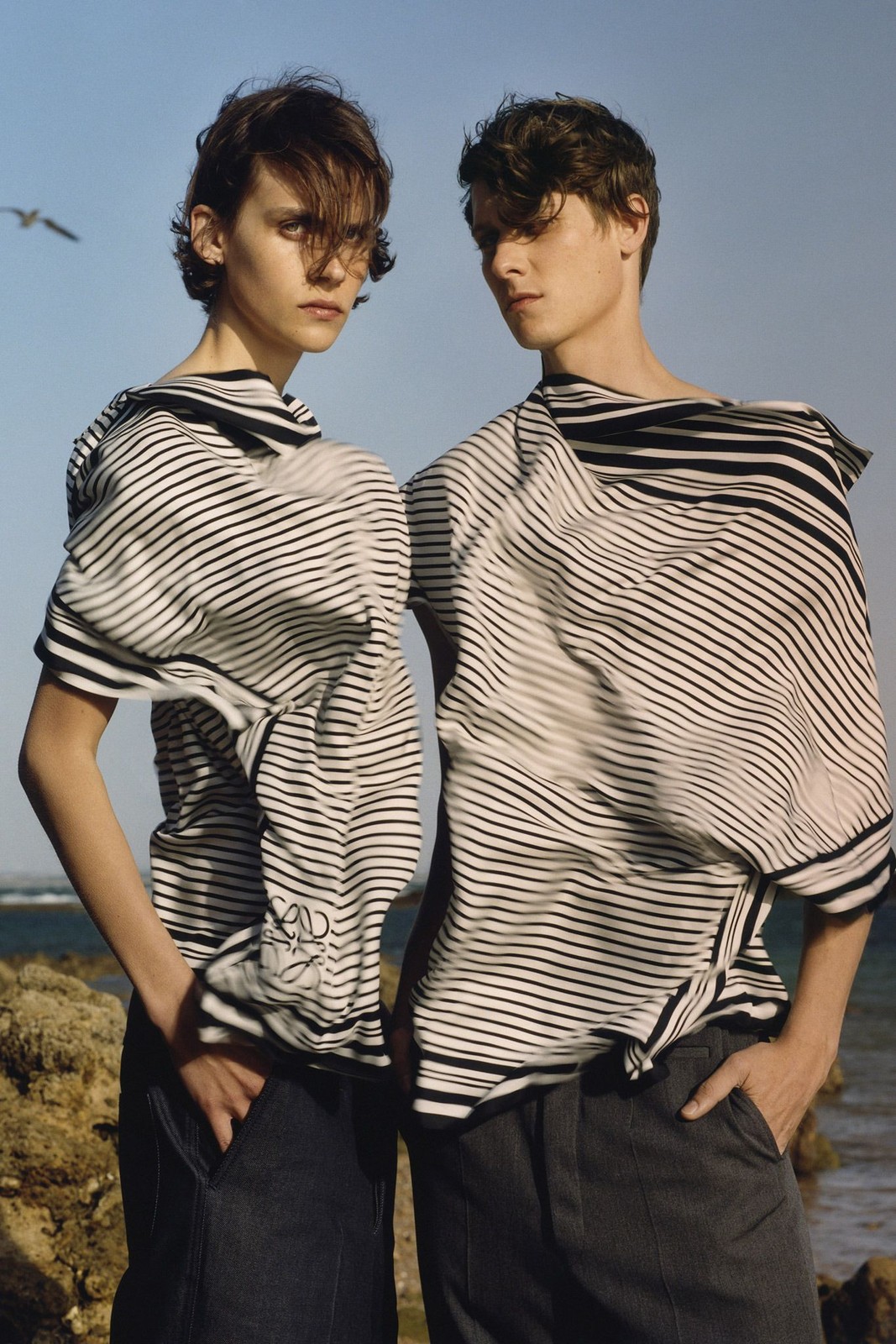 Loewe JW Anderson Men Spring 2015 Stripe Foulard 90 cm Silk Square Scarf