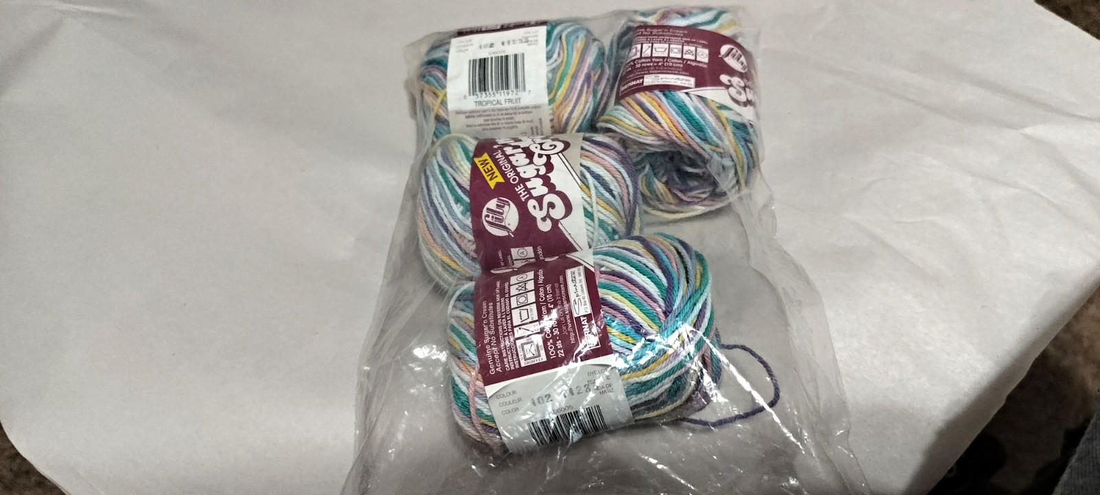 Lily Sugar\'n Cream tropical fruit lot discontinued 4 skeins 