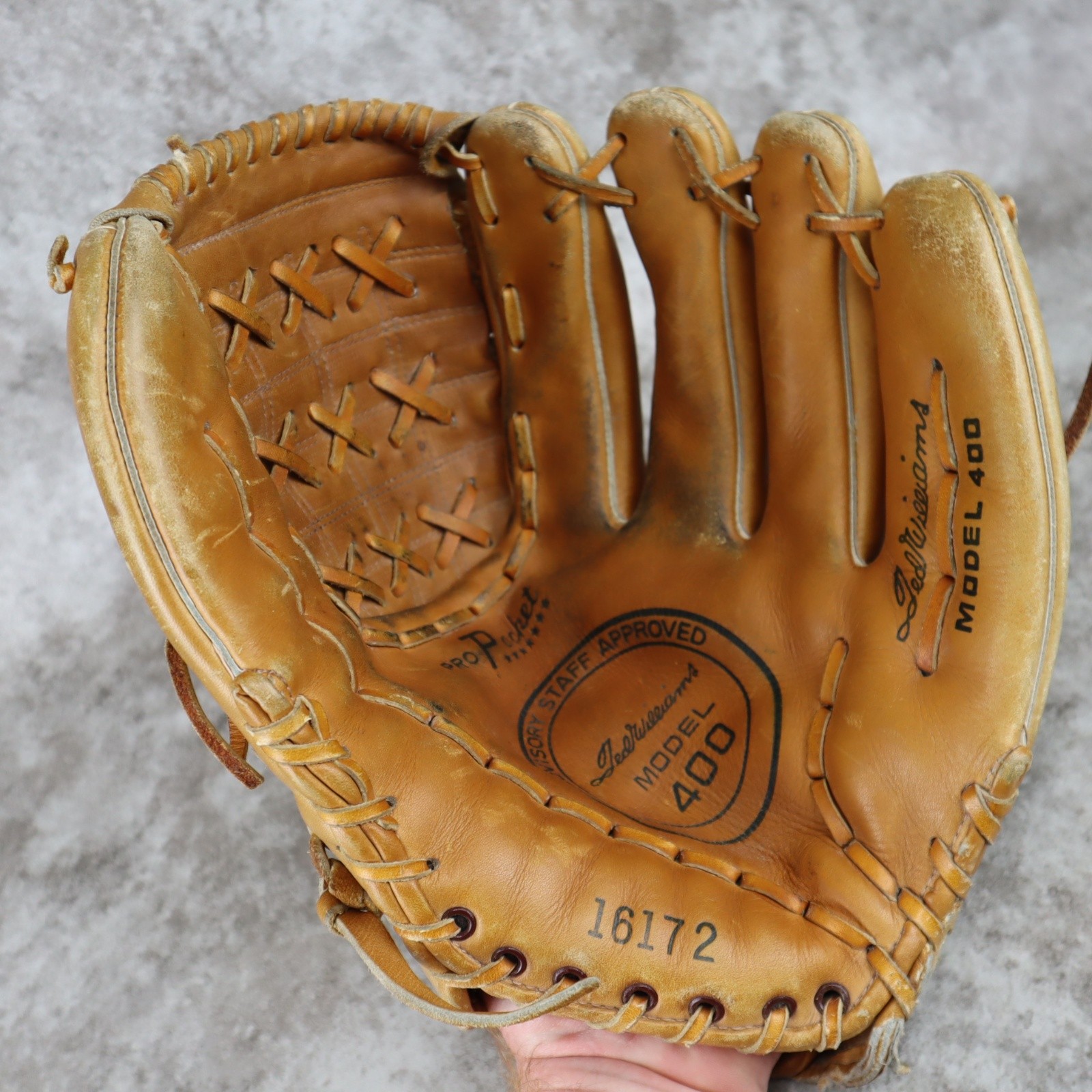 VTG Ted Williams Model 400 Baseball Glove Brown Leather Sears Roebuck & Co RHT